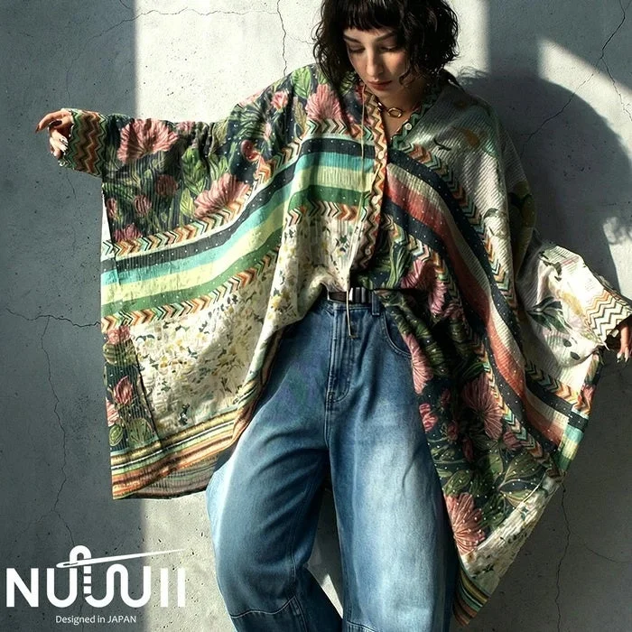 ドビー織り 総柄ブラウス