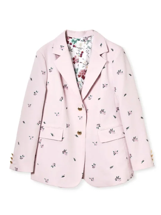 淡いピンク色の花柄ブレザー