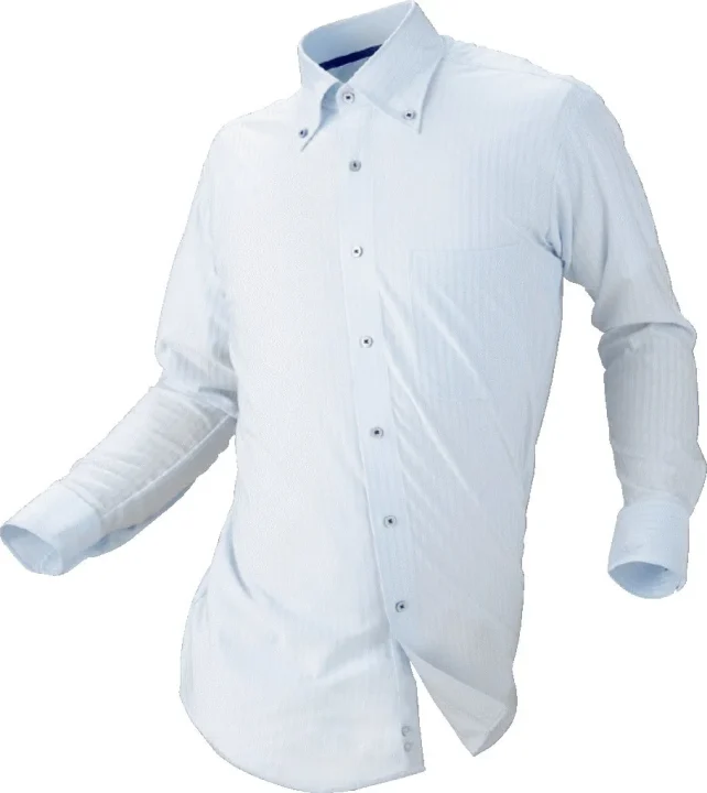 水色の長袖ワイシャツ