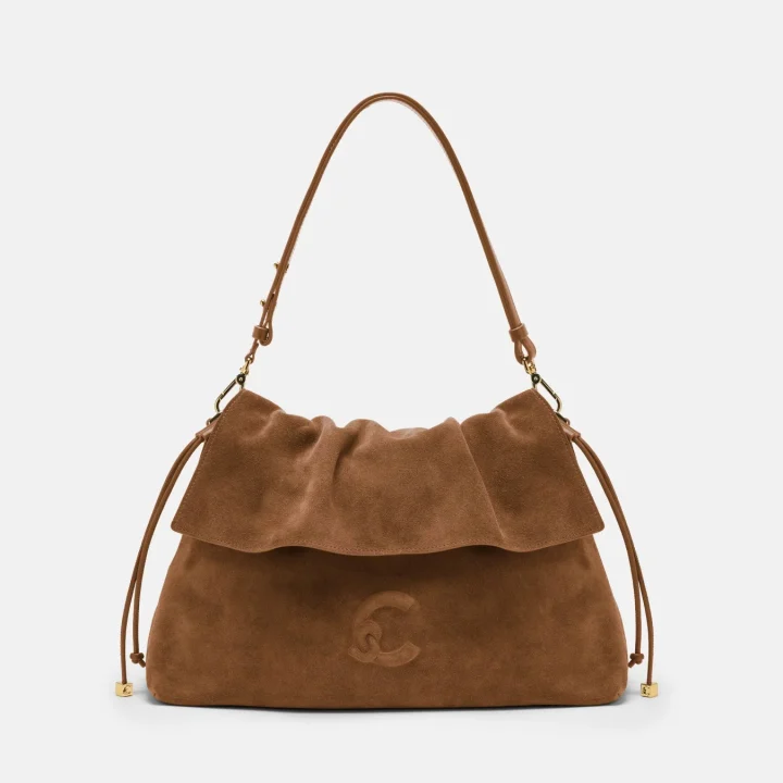 ブラウンスエードショルダーバッグ