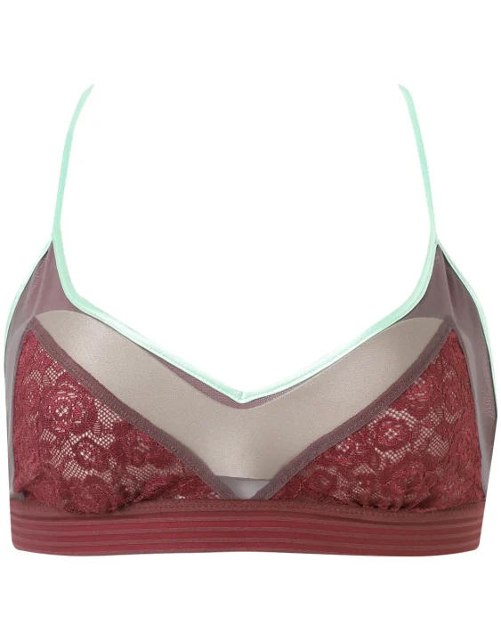 マルーンのレースブラレット