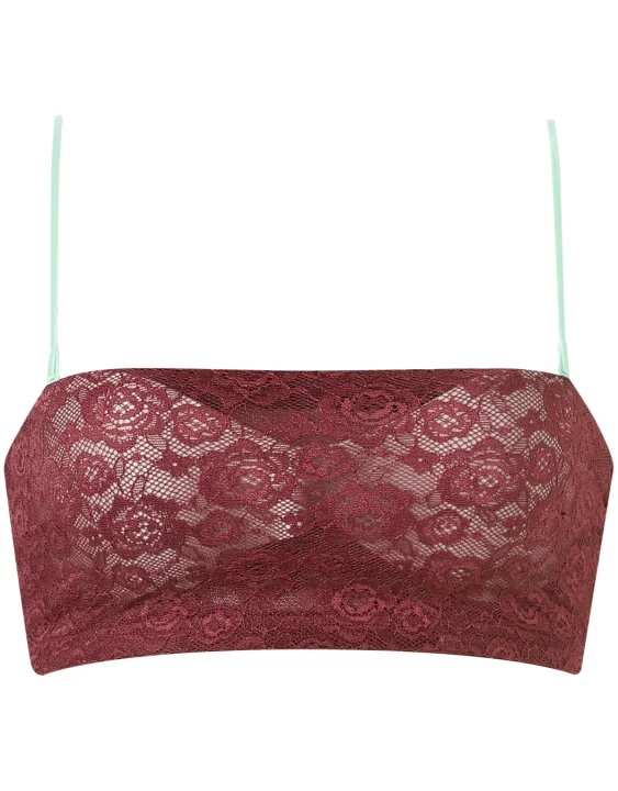 ワインレッドのレースバンドゥブラジャー