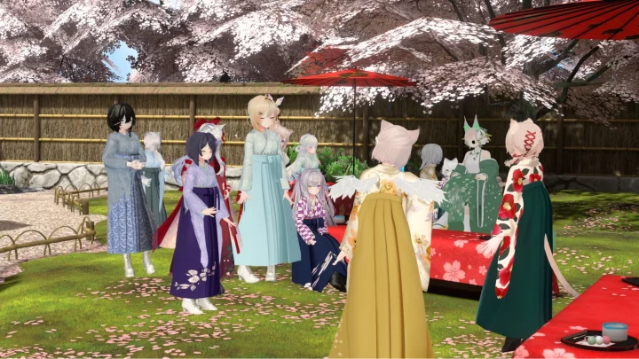 VRChat きものdeお花見会