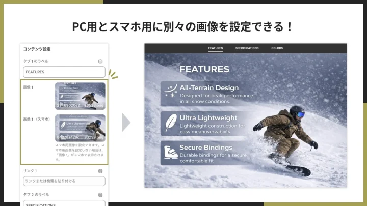 PCとスマホで別々の画像設定
