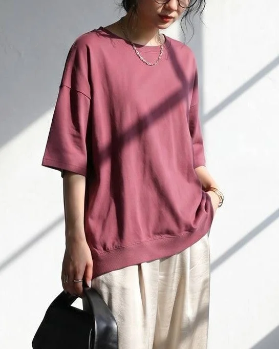 汗上等シリーズのピンクTシャツ