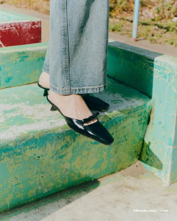 3.5cmスクエアリボンミュール着用イメージ