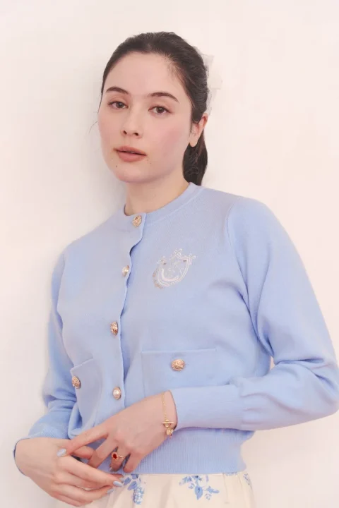 刺繍ニットカーディガンジャケット Love Notes