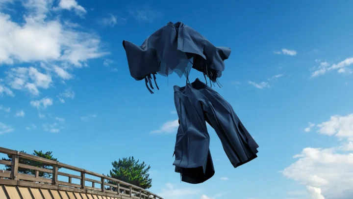 浮遊する和服風の服