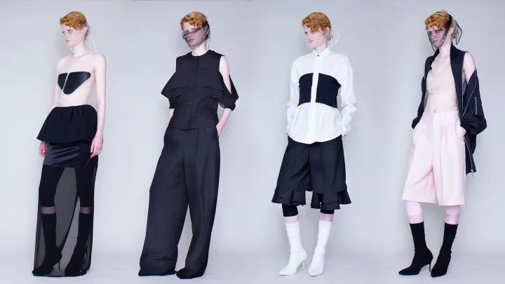 4人のモデルがアバンギャルドなファッション