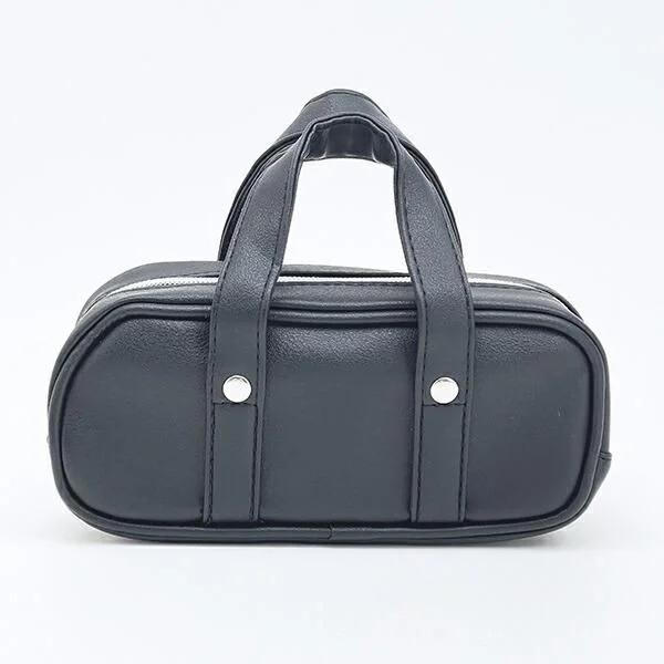 黒色の合成皮革製ミニバッグ