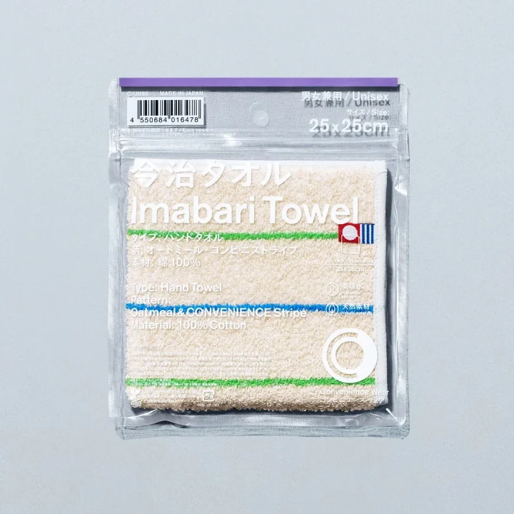 今治タオルハンカチ オートミール・コンビニストライプのパッケージ