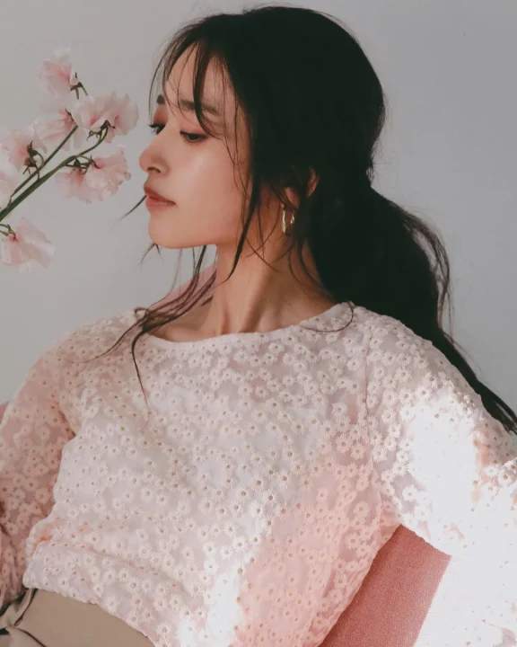 シアージャガードフラワーカットソー