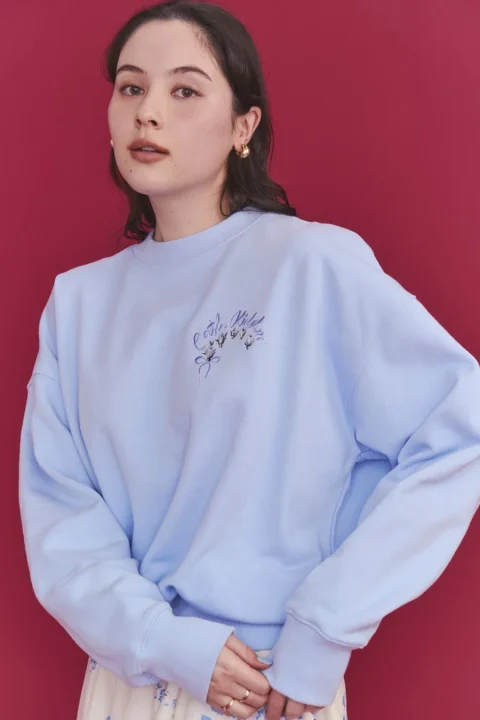 刺繍スウェットトップス Ribbon Floral