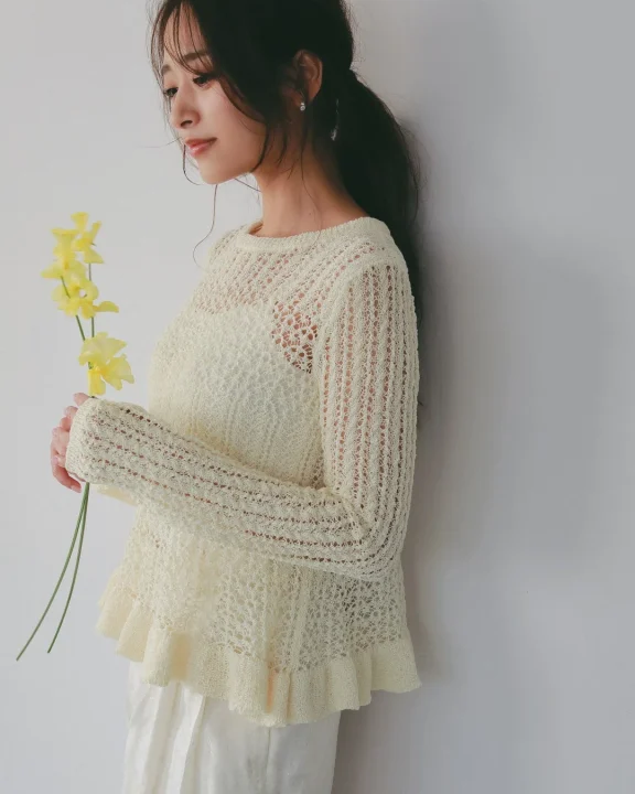 ペプラムクロシェ シアーニット