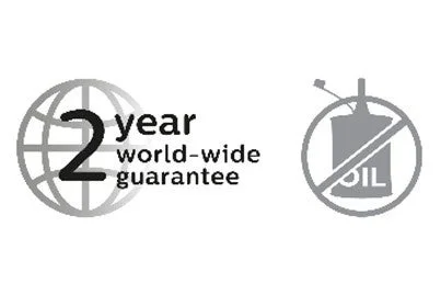 2年間の世界保証とオイル不要のアイコン
