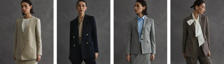 KASHIYAMA PREMIUM WOMENのジャケットを着用した女性モデルたち