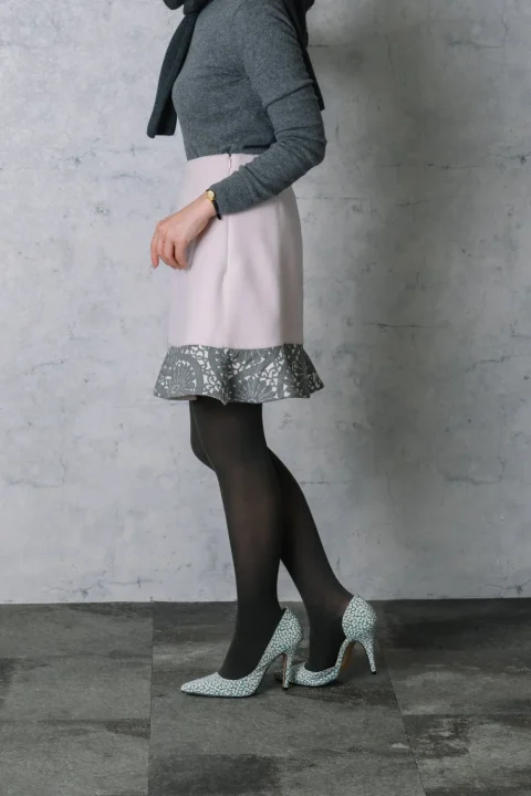 wool ruffle short skirt