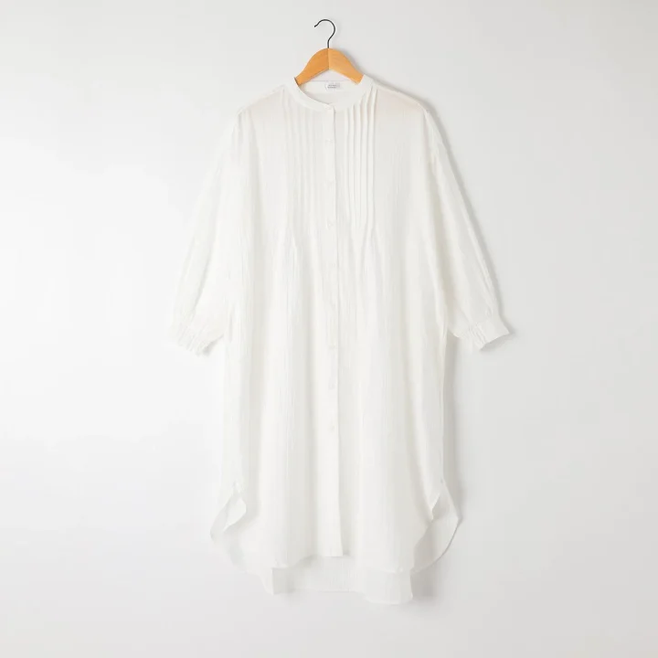 ピンタックシャツワンピース（シロ）