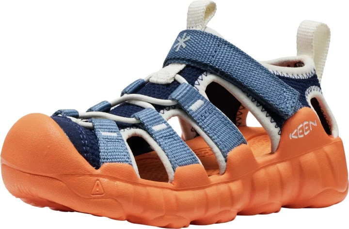 オレンジとネイビーの子供用アウトドアサンダル