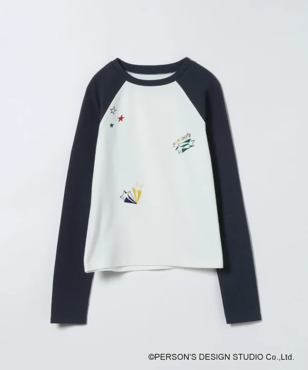 ネイビーのラグランロングスリーブTシャツ