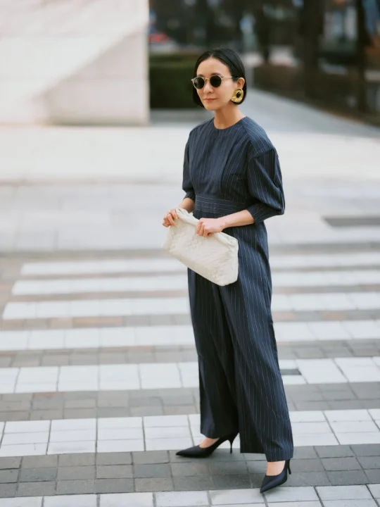 コットンポプリンストライプ オールインワン