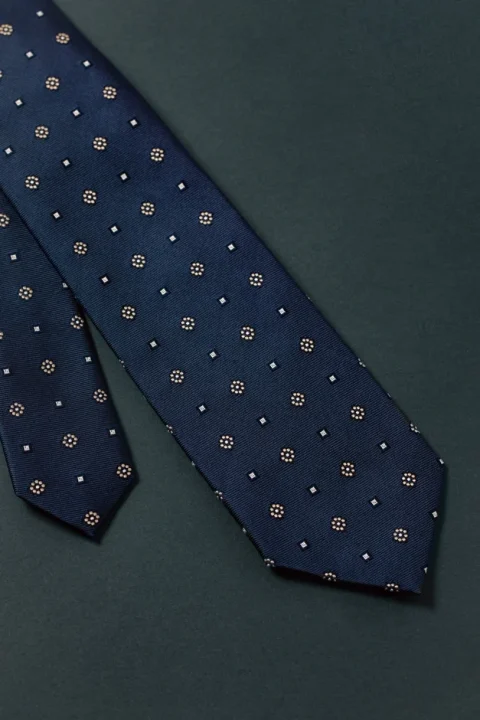 ネイビーの小紋柄ネクタイ
