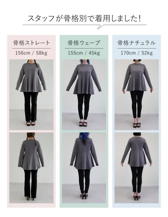 骨格別の着用比較