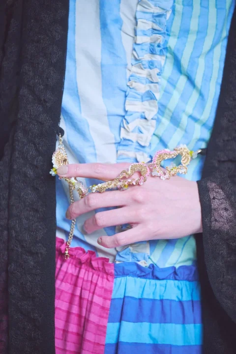 羽織紐 knitted beads & chain