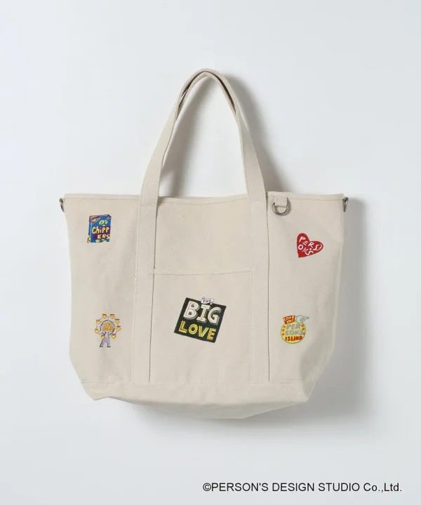 ワッペンデザインのキャンバスBIGバッグ
