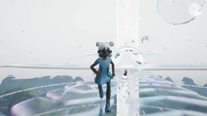 アバターが走る未来的な空間