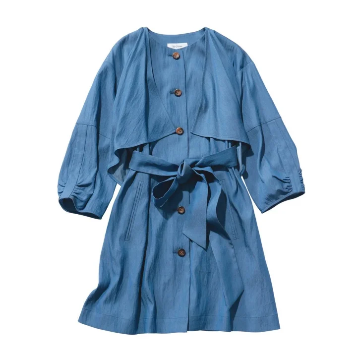 セルロース混ランタンスリーブデザインコート