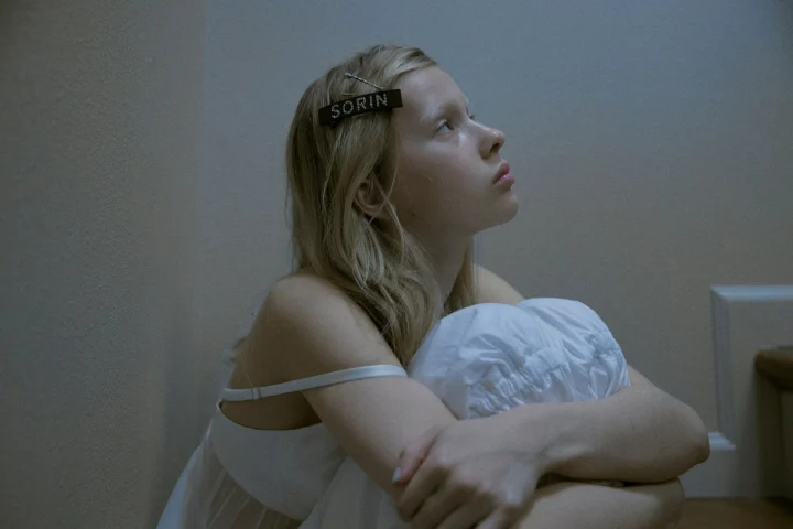 髪にSORINのバレッタをつけた女性の横顔