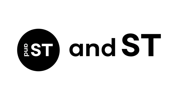 白背景に「and ST and ST」と書かれたロゴデザイン