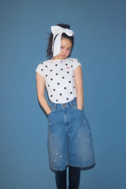 Leeコラボペイントデニムハーフパンツ