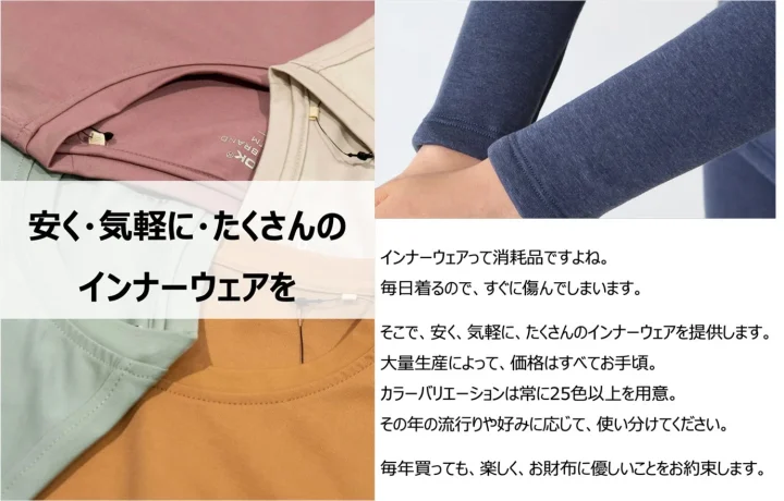 図3：安く・気軽に・たくさんのインナーウェアを