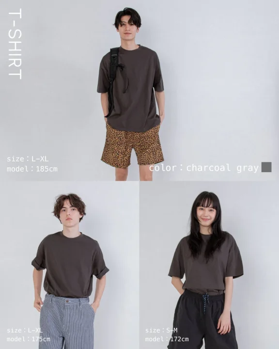 チャコールグレーTシャツ着用イメージ