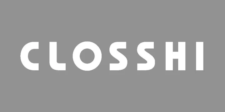 グレーの背景に白い太字で「CLOSSHI」と書かれたロゴマークの画像です。