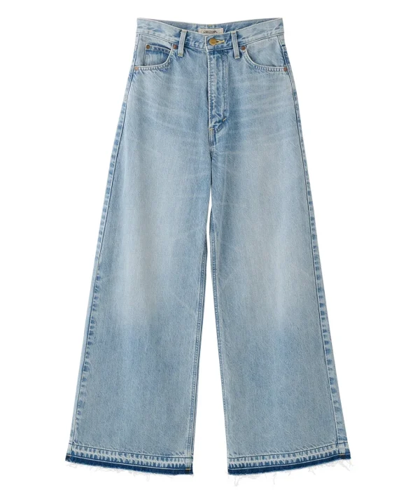フレアバギーデニムパンツ ライトブルー