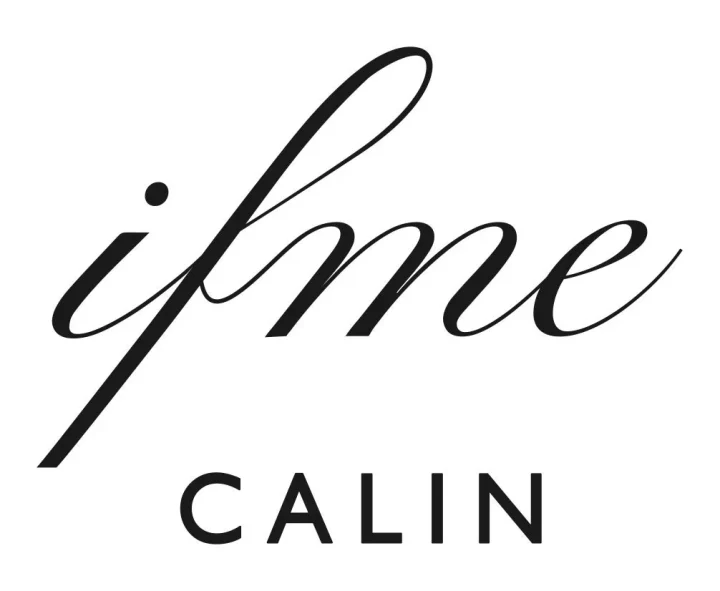 「ifme」と「CALIN」の文字が書かれた白黒のロゴ
