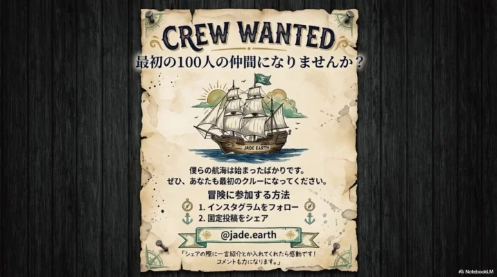 CREW WANTED 最初の100人の仲間になりませんか?