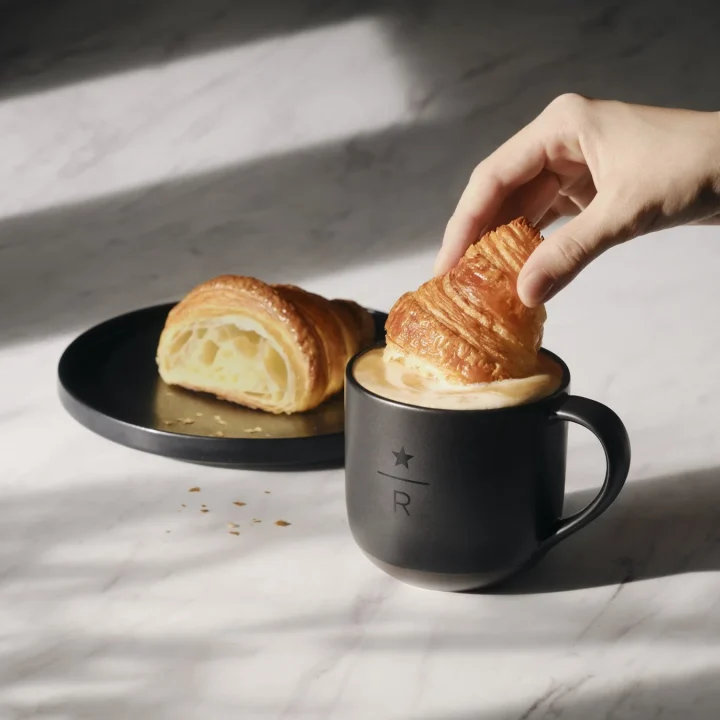 STARBUCKS RESERVE® Cafeのコーヒーとクロワッサン