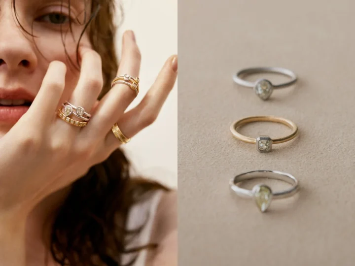 指輪の重ね付けと複数のリング