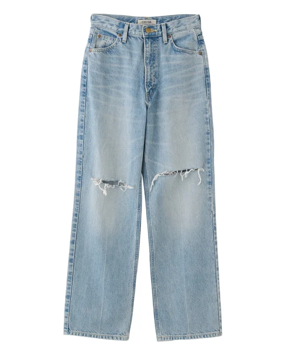 COCO DEAL/Lee ニースリットストレートデニムパンツ ブルー