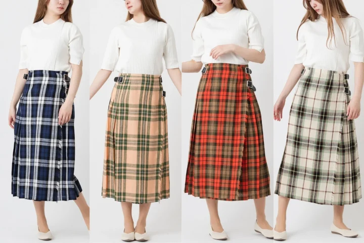 アイリッシュリネン スカートを着用した4人の女性