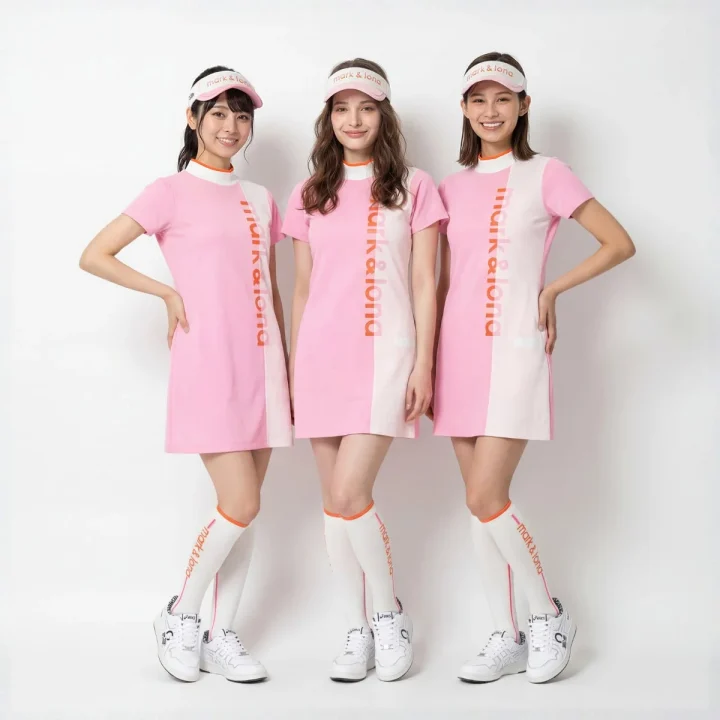 ゴルフウェアを着たモデルたち