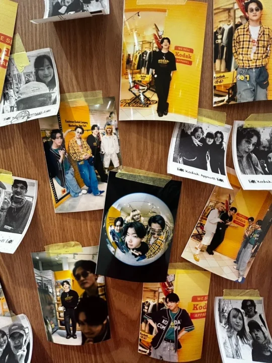 Kodakアパレルを着用した若者の写真コラージュ