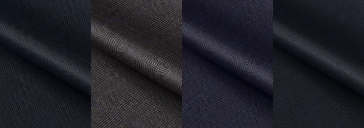 異なるダークカラーの生地4枚のコラージュ画像