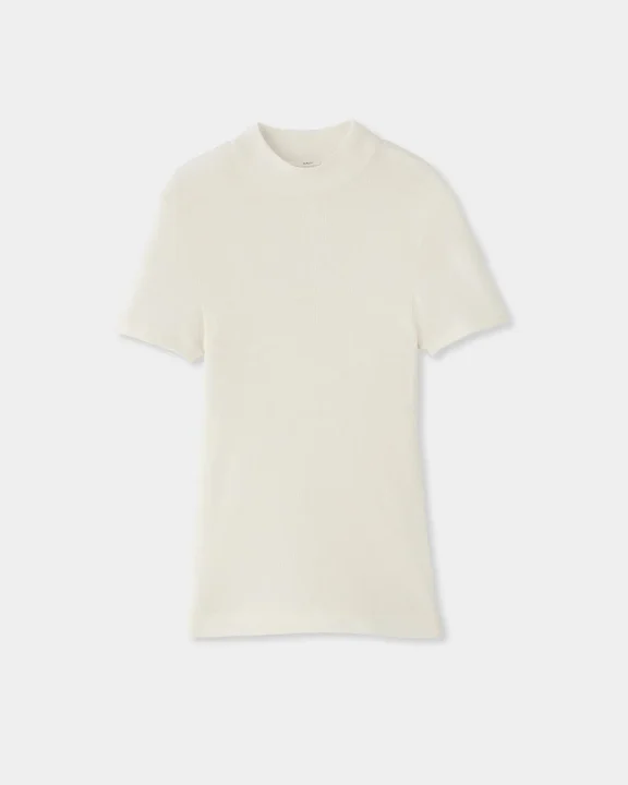 半袖リブニットトップス