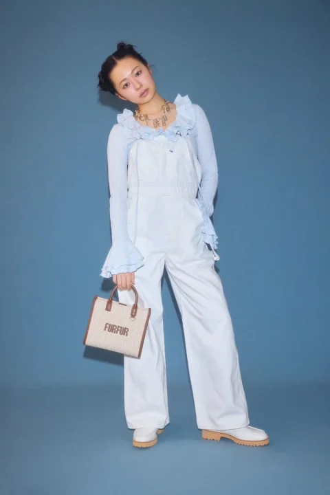 Leeコラボデニムオーバーオールホワイト