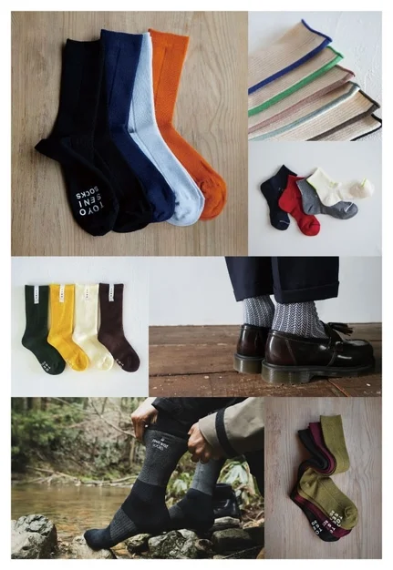 多様なデザインのソックスのコラージュ